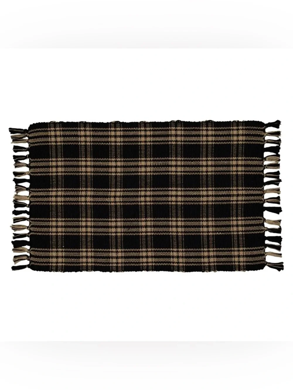 My Texas House Halloween Black Plaid Indoor/Outdoor Layering Rug, 24